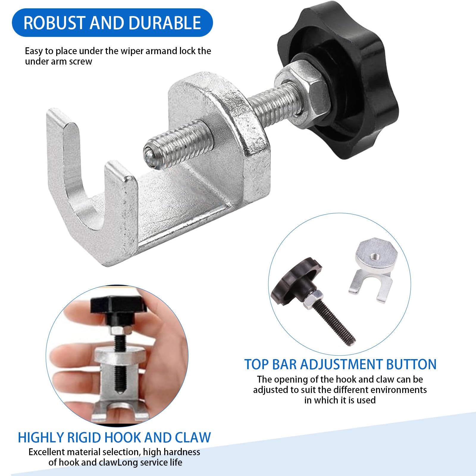 Kit Estrattore Bracci Tergicristallo WEGREAT - 3 Pezzi Per Auto, Camion E Bus - Apertura Regolabile 30-9mm - Foto 3