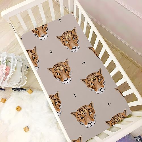 Miniatura 6 de Sábanas para cuna de bebé con estampado de leopardo y jaguar, suaves, transpirables, para recién nacidos, para todas las estaciones, colchón para