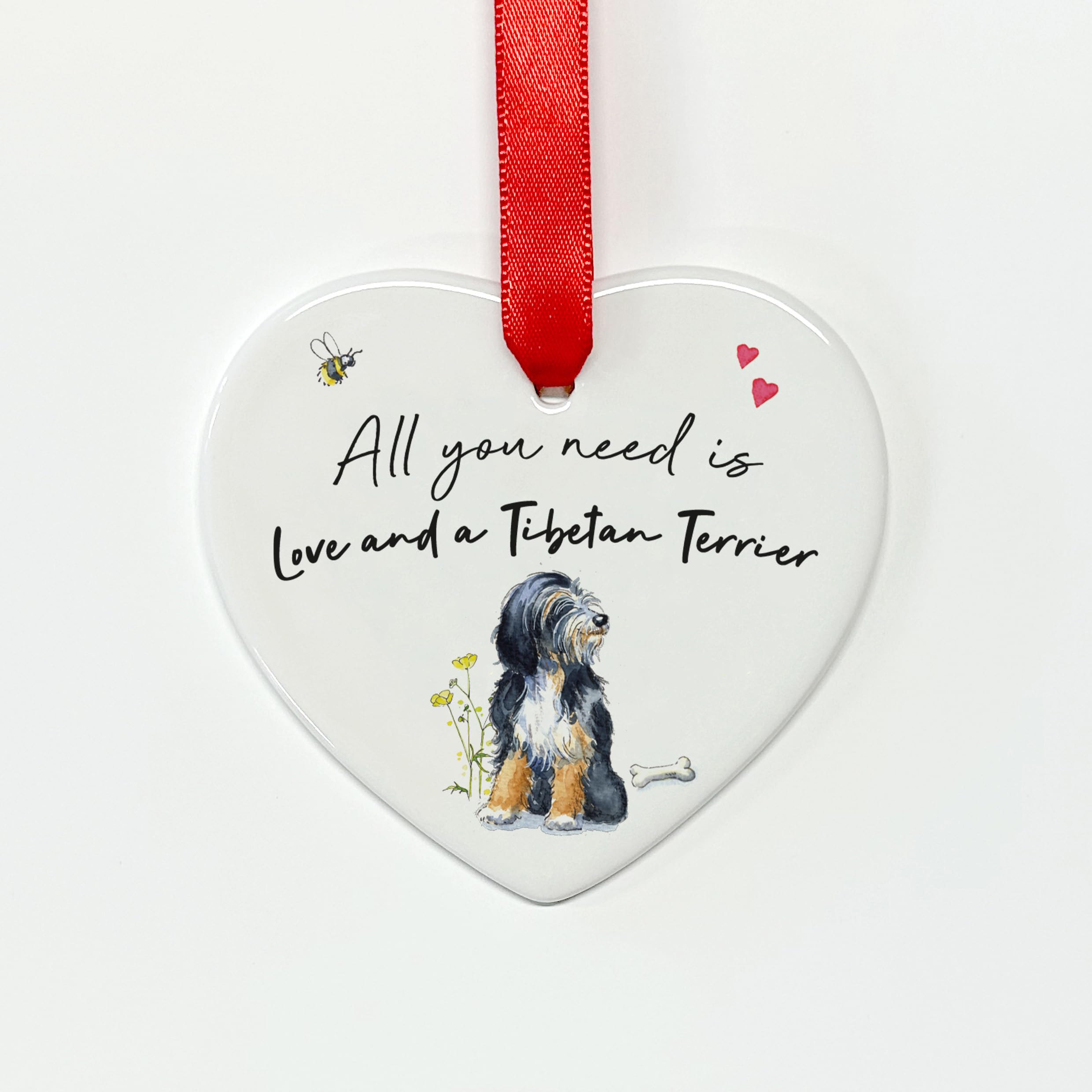 Image Industry Love and a Tibetan Terrier Ceramic Heart - Dog gift - Gift for Dog Lover - Dog Memorial Gift