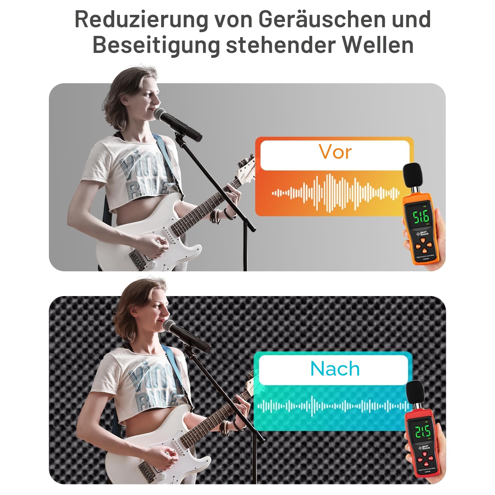 JBER 12 Stück Akustikpaneele Selbstklebend, Schallschutzplatten 30 x 30 x 3 cm, Hochdichte Akustikschaumstoff Wandpaneele für Aufnahmestudio, Heimbüro, Schlafzimmer, Spielzimmer
