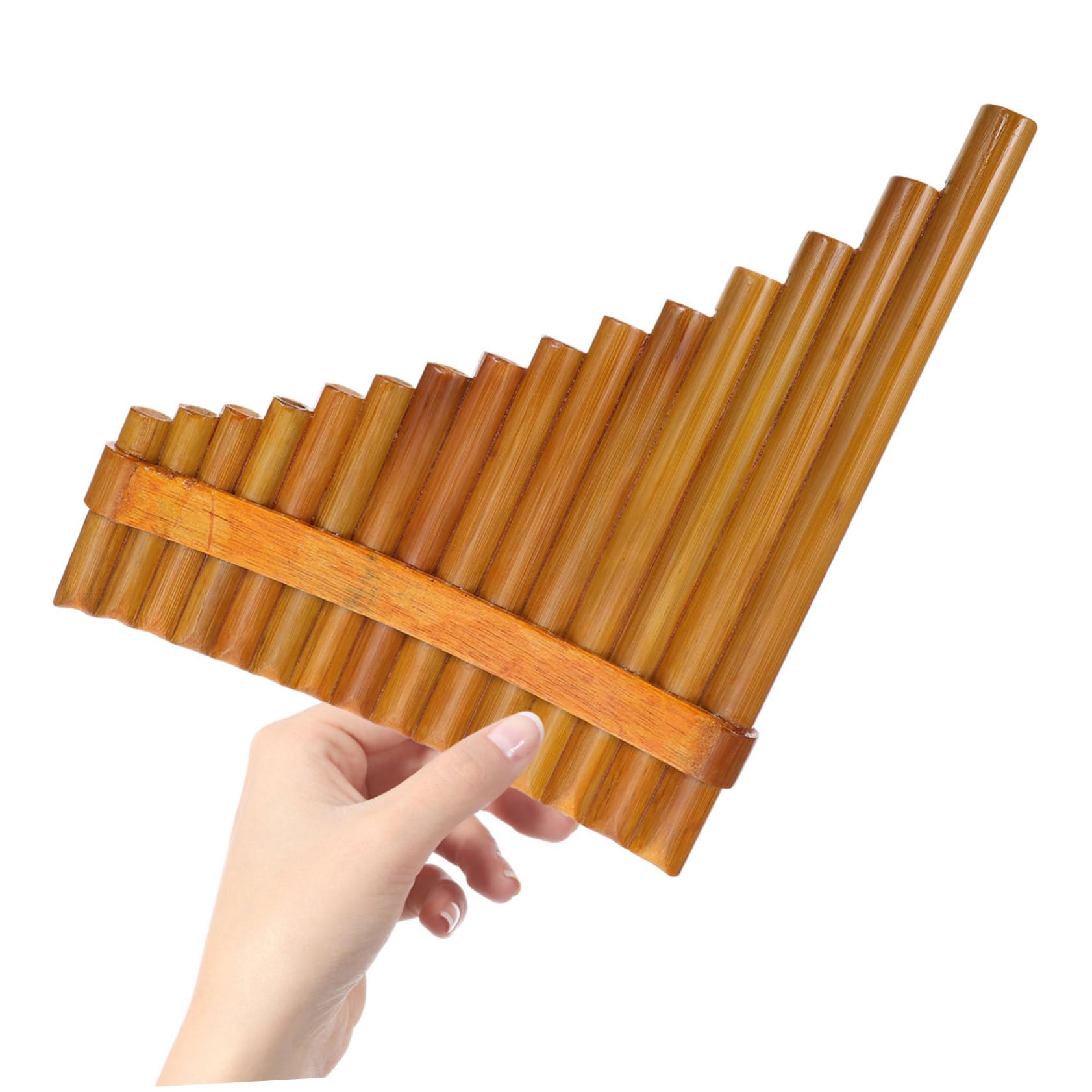 NOLITOY Rohr Panflöte Links Holzfarbe Traditionelles Musikinstrument für Anfänger und Schüler Präzise Tonlöcher Robust und Lehrreich für Musikförderung