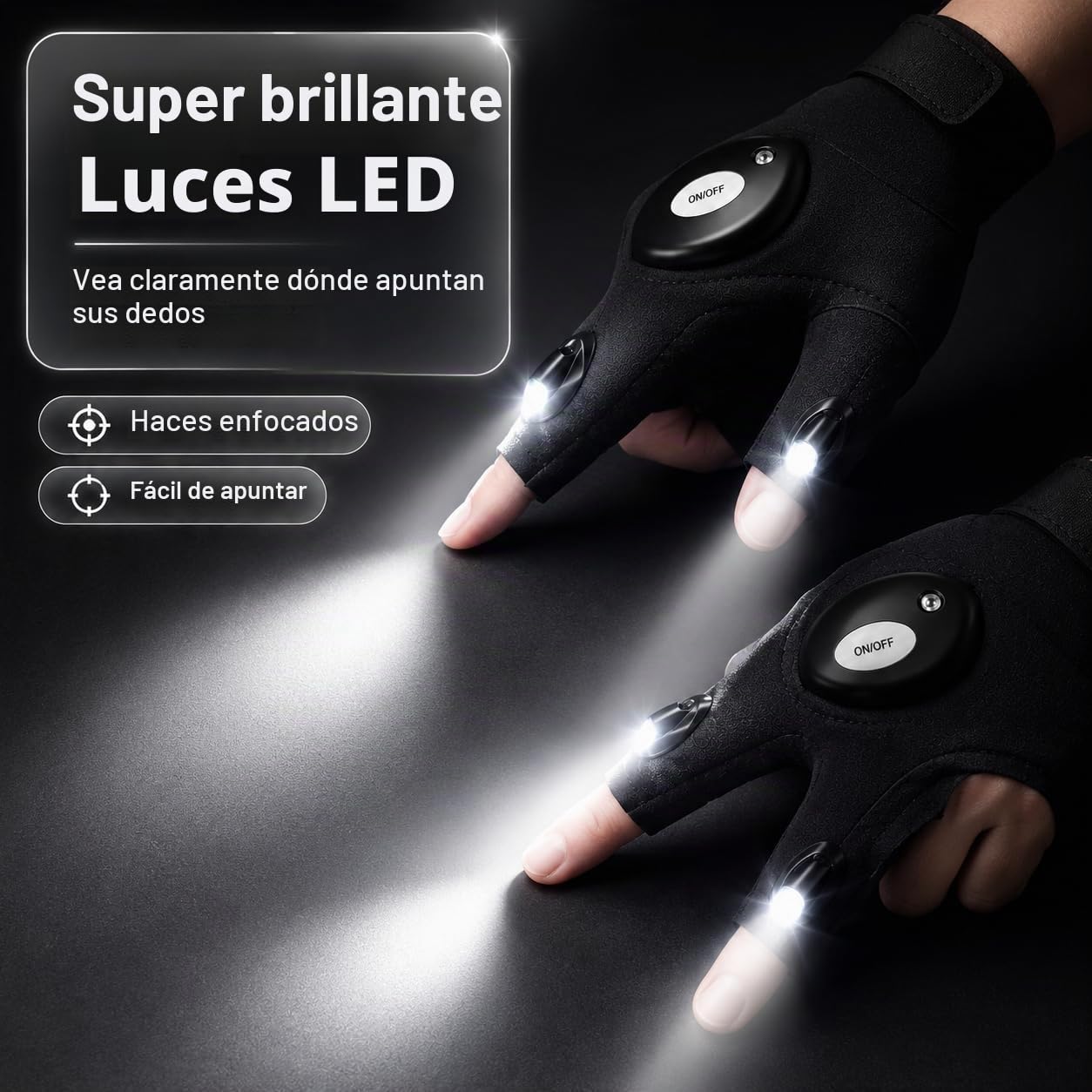 Mylivell Guantes Linterna LED, Regalos Originales para Hombre Manitas, Papá, Bricolaje, Pesca Nocturna, Reparación de Coches, Camping, Caza, Herramienta Luminosa Manos Libres