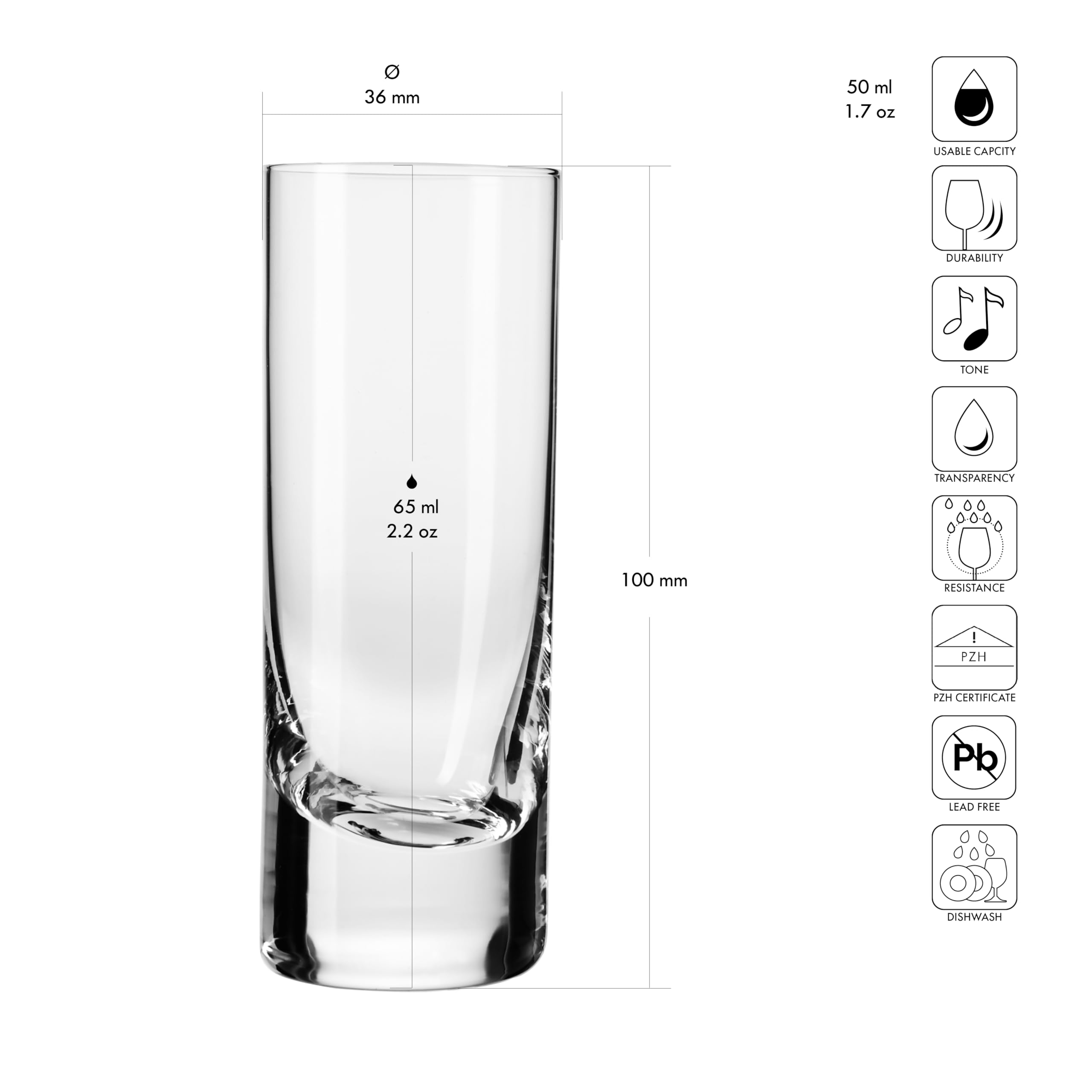 Krosno Vasos de chupito de vodka, copas de licor tequila | Juego de 6 | 90 ml | Ideales para el hogar, restaurantes y recepciones | Aptos para lavavajillas | Vodka, licor, licores, tequila, shooter, schnaps, cristal sin plomo, apto para lavavajillas, cris