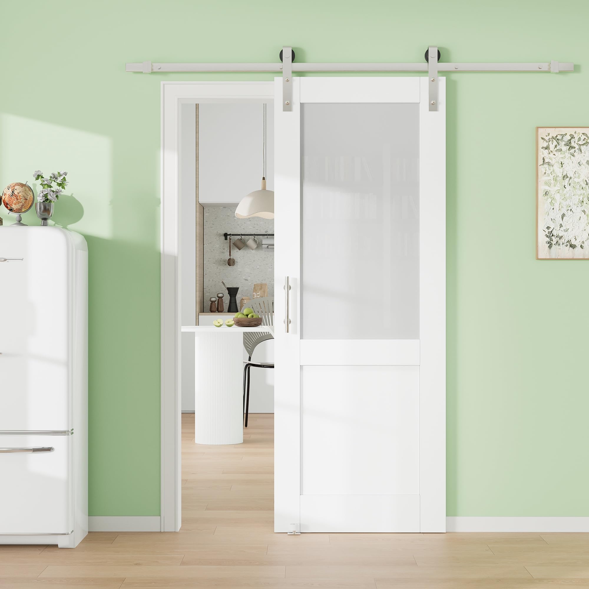 24" x 80" Presembled 2 Raised Panels Barn Door with 72" Track Kit