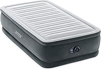Intex Dura-Beam Deluxe Twin Air Mattress 18in Height Built-in Pump Comfort Plush for Camping Guests Travel