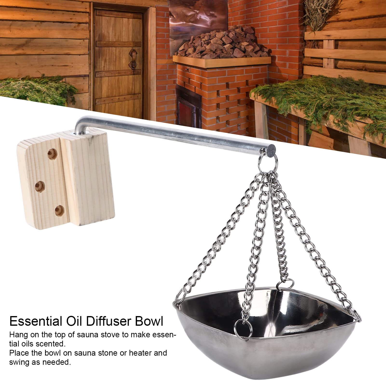 flexman Sauna Oil Cup, Hanging 304 Stainless Steel Square Sauna Aromatherapy Bowl, Sauna Essential Oil Holder for Traditional or IR Saunas Room