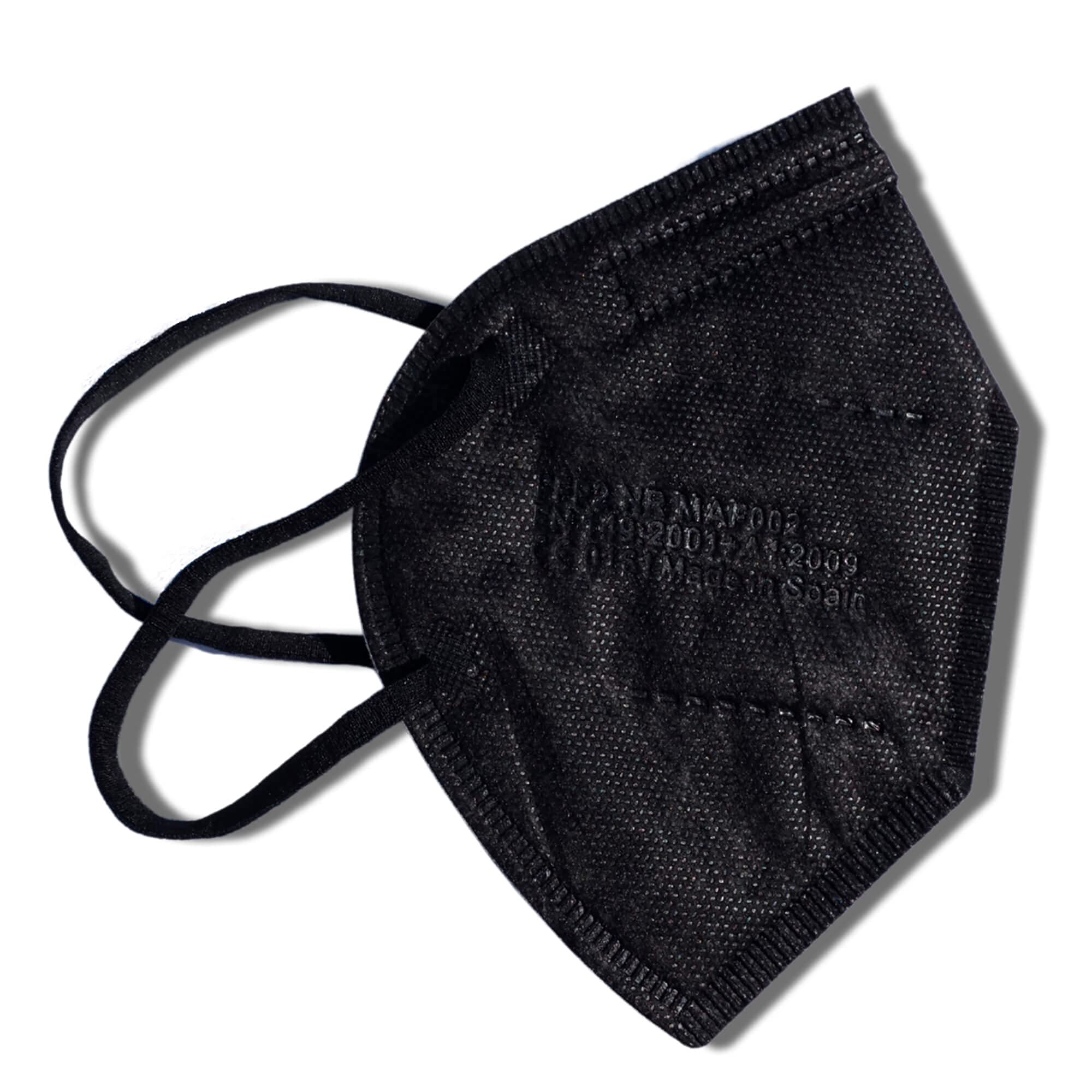 Obbocare - Masques FFP2 à 5 couches. Masque FFP2 homologué avec certificat CE. Emballé individuellement. Fabriqué en Espagne. La couleur noire. Boîte de 50 Unités