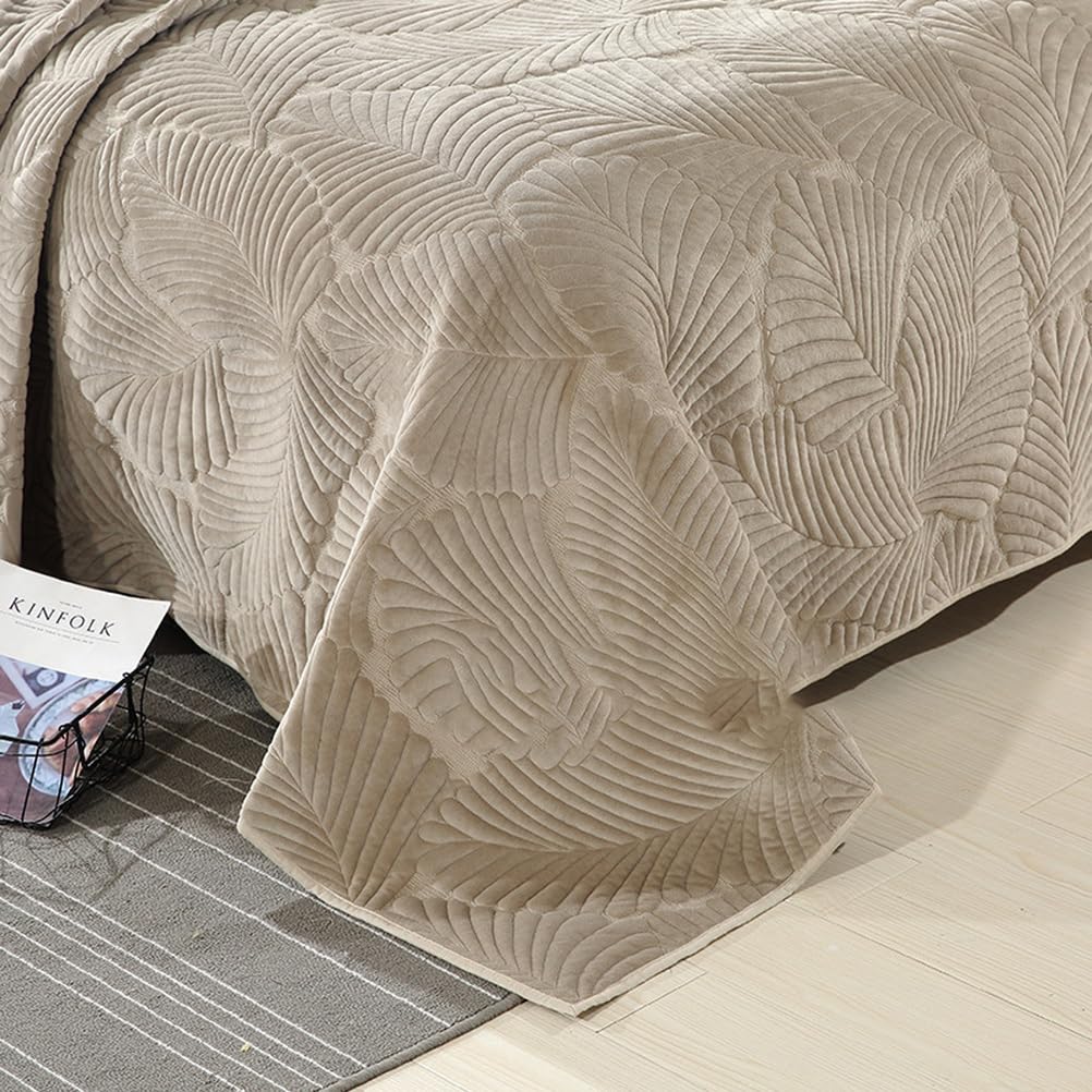 Genérico Liso – Colcha Boutí Fina Cama – Microfibra Extra Suave – Cubre Cama Multiusos para Todas Las Estaciones,Marrón,224 * 234+51×71