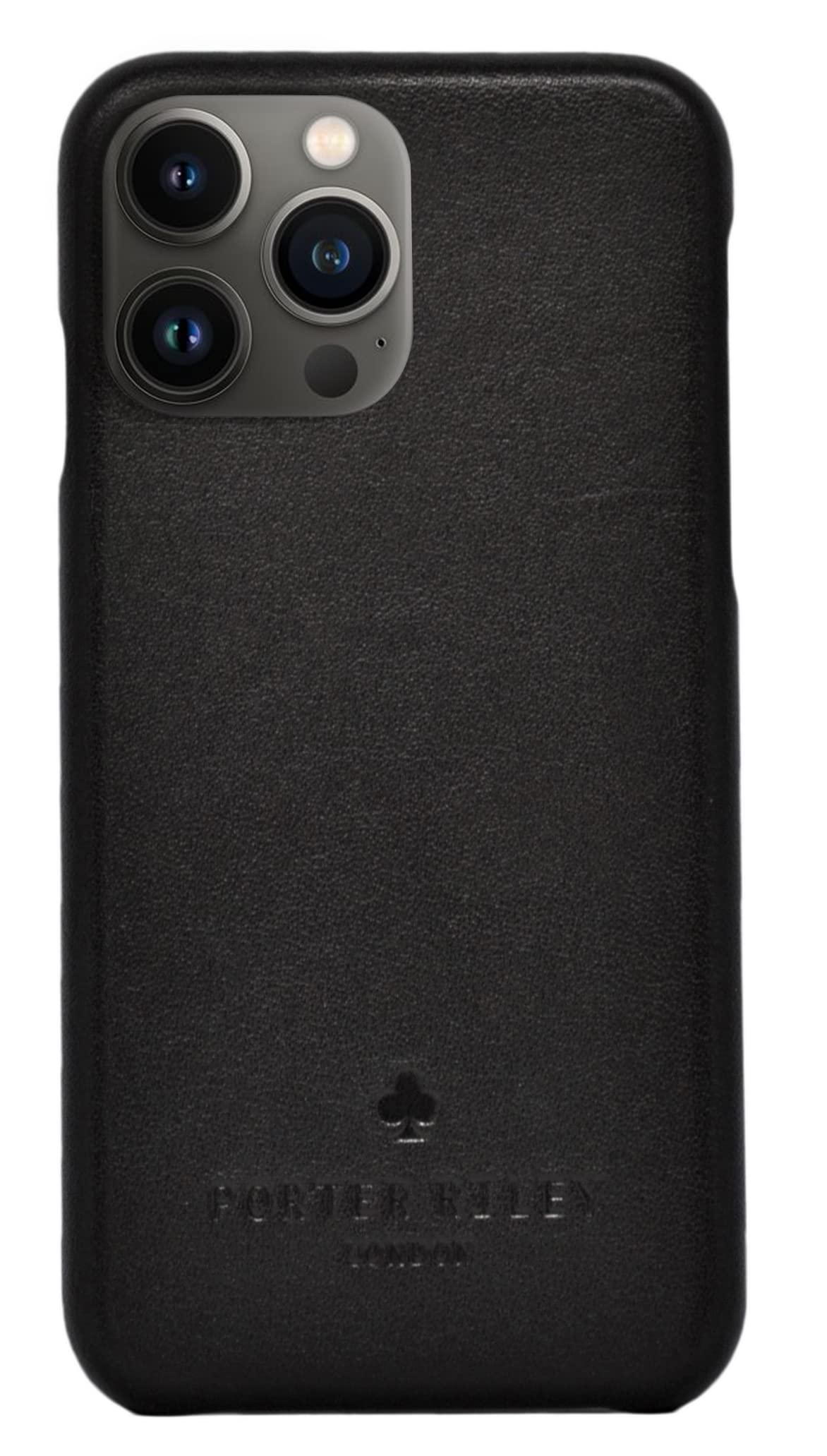 PORTER RILEY - Leather Case for iPhone 13 Pro (6.1"). Premium Genuine Leather Slim Back Case (Black)