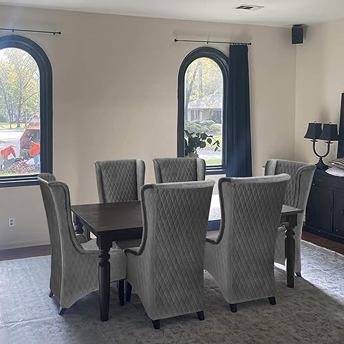 Miniatura 3 de Sillas de comedor con respaldo alto, sillas de sala de estar, sillón tapizado de tela gris con respaldo de ala, muebles para El Dormitorio con