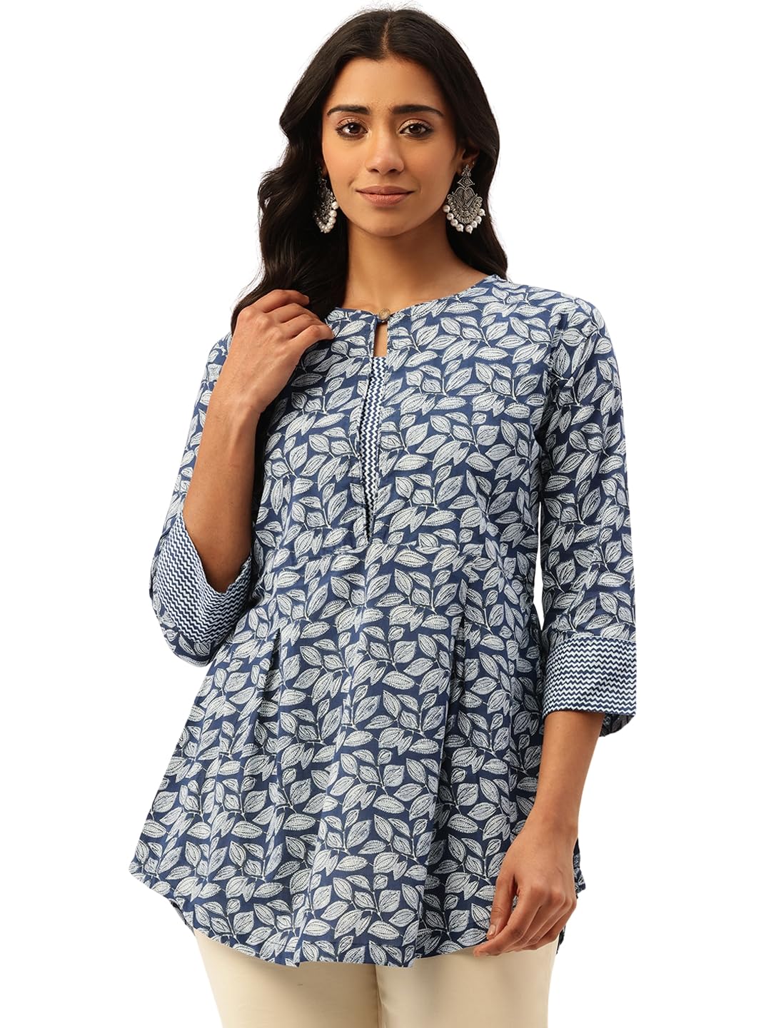 feranoid Inner Yoke Short Kurti for Women - Button Detail & 3/4 Sleeves (S-XXL)-picture-37
