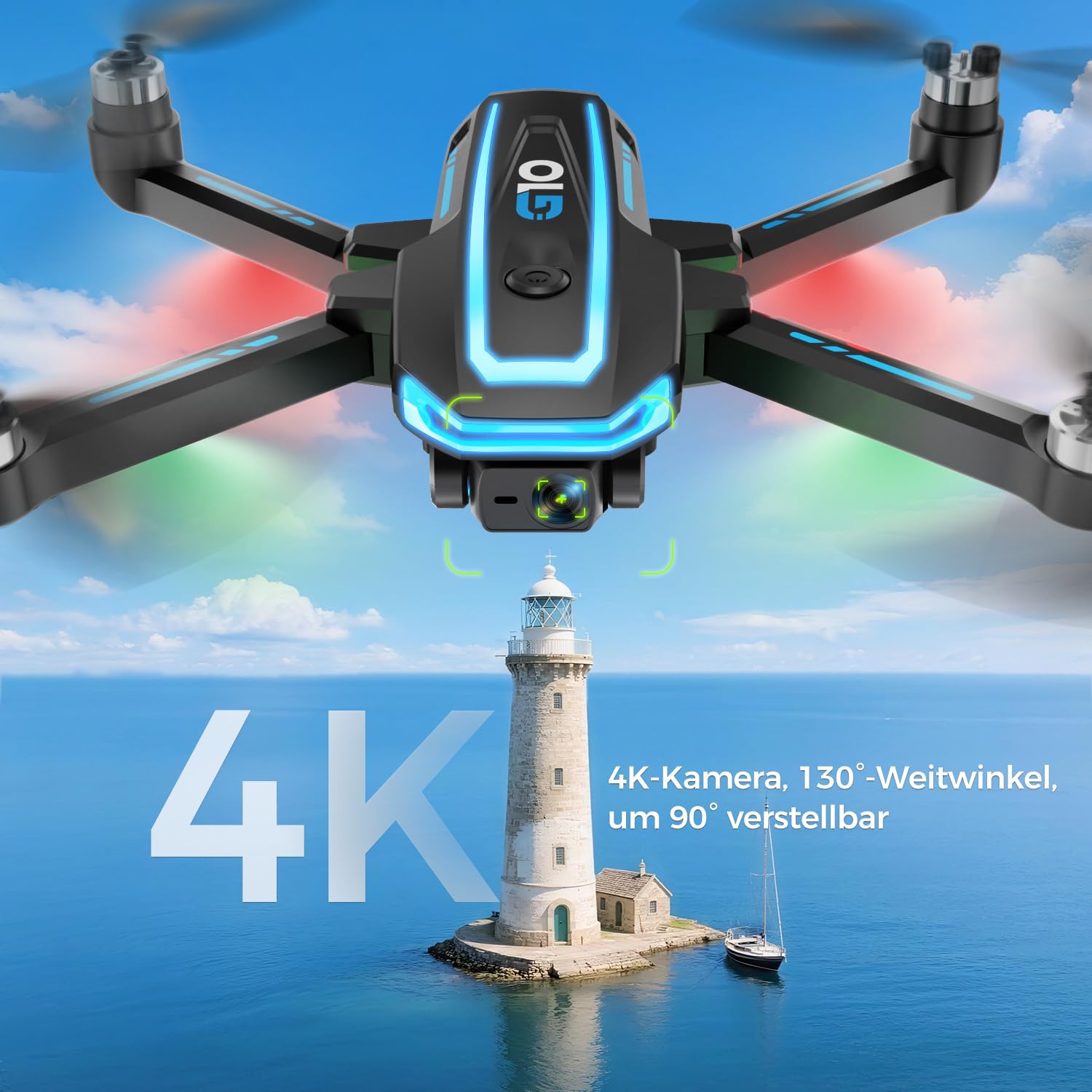GPS Drohne mit kamera EIS 4K(Bildschirmfernsteuerung),Faltbare Mini Drone für Erwachsene, Einsteiger und Kinder, 45 Minuten Flugzeit, 2 zusätzliche Akkus, Auto Rückkehr, Unter 249g, C0