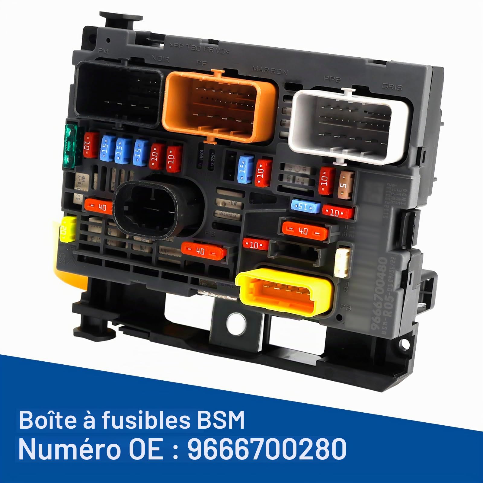 Boîte à fusibles de voiture Module de boîte à fusibles BSM 9666700280 Convient pour Citroën Berlingo C4 C8 Convient pour Peugeot Partner 307 2007-