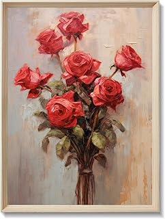 FAEKSUR Framed Valentine's Day Wall Art Prints, Valentines Rose Wall Art...