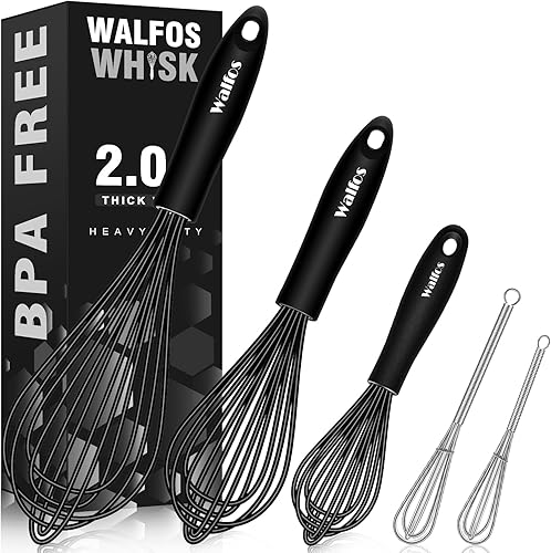 Juego de batidores de silicona con mini batidor de acero inoxidable de 7+5 pulgadas, con revestimiento antiarañazos de 7+9+11 pulgadas para