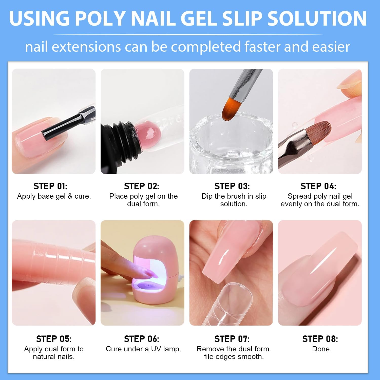 Poly Gel Slip Solution Set, 4Oz Liquid with Spatula-Brush Glass Cup Cotton | Professional slip solution for poly gel nail extension, builder gel, and brush cleaning. Spread poly gel. Anti-Sticky surface