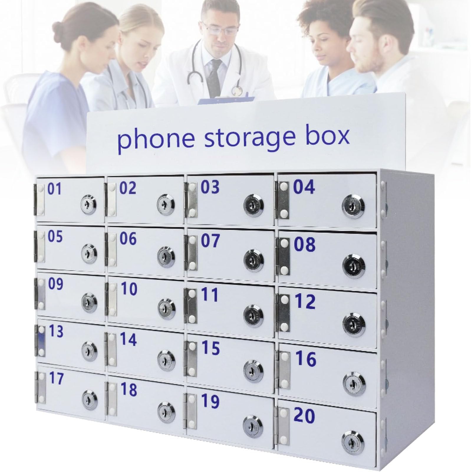 Mobile Phone Storage Locker - Wall-Mounted Acrylic Cell Phone Storage Cabinet with Lock, for Clean Desktop Organization