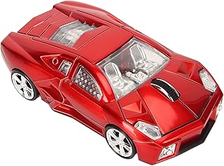 Bewinner Red Wireless Car Mouse, 1600DPI LED Light Race Car Mouse Wireless Sports Car Shaped Mouse with USB Receiver, Computer Mouse for Gift, Laptop, PC