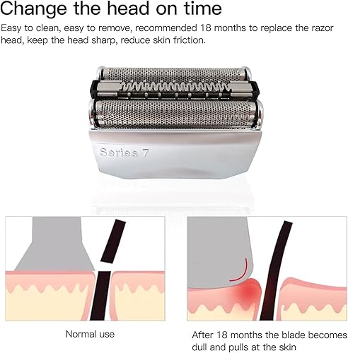 Miniatura 3 de 70S - Cabezal de repuesto para cabezal de casete de afeitadora plateada para B-raun Series 7 799cc, 795cc, 790cc-4, 760cc, 750cc, 735s, 720, 760,
