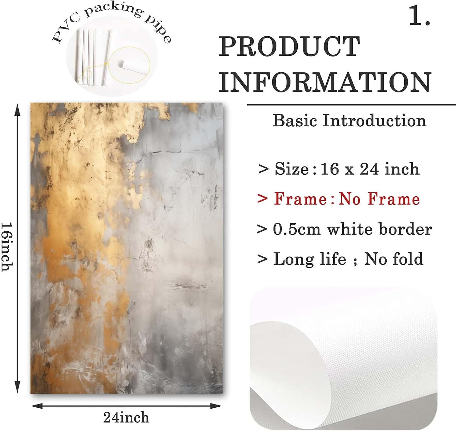 Dthllay Grey and Gold Abstract Canvas Wall Art Grey Painting Gold Foil Abstract Wall Art for Bedoom Yellow Abstract Painting for Home 16x24inch Set of 3 No Frame