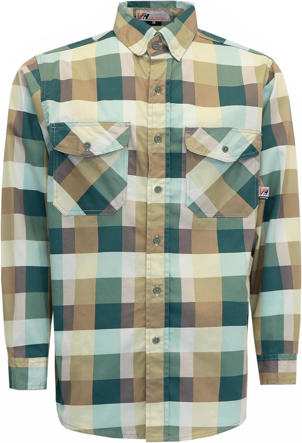 VATRENUS FR Shirts for Men Print Plaid 6.5oz Flame Resistant 100% Cotton Men's Pre-Washed Fire Retardant Work Shirt