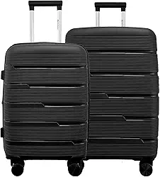 Kit 2 Malas Rígidas de Polipropileno 360° 10kg e 23kg com TSA Gladiador P2PM (Preto)