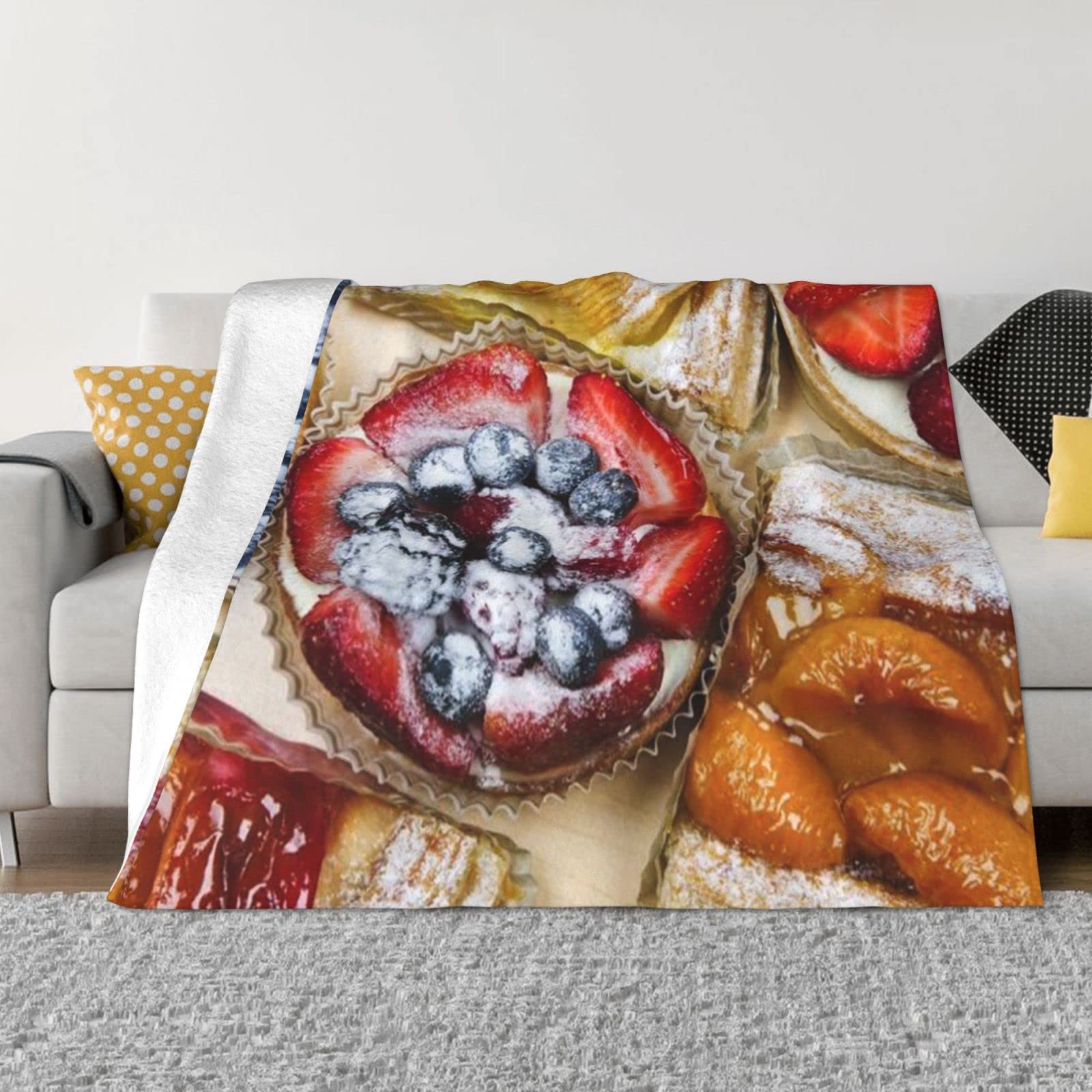 Couverture flanelle ultra douce Fresh Sweet Tarts plaid léger chaud 152x127 cm