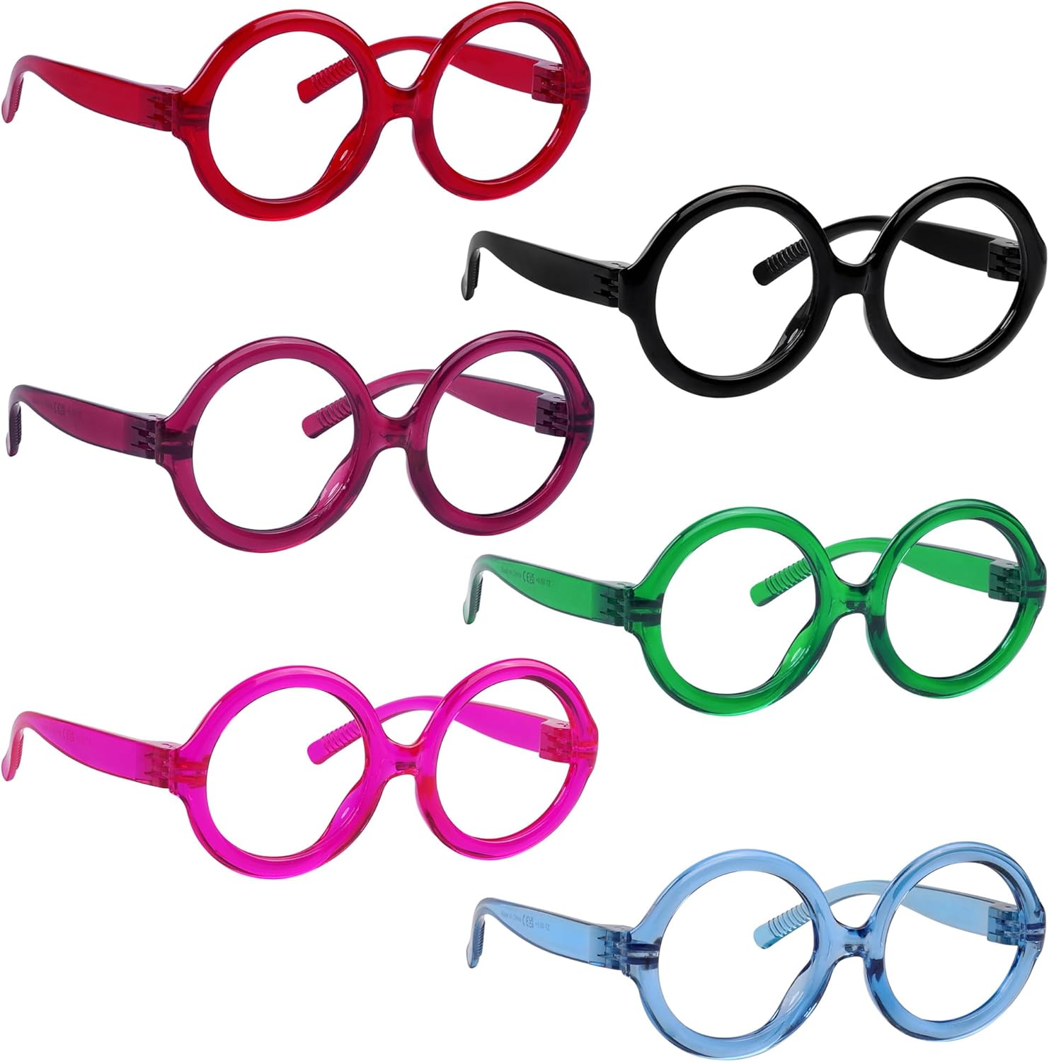 6 Pack Oversized Round Reading Glasses, Stylish Readers, Eyeglasses, Cheaters for Women with Metalless Spring Hinges (+1.50)