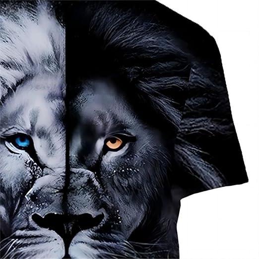 Set Uomo Estate Set Uomo Maglia E Pantaloncini Leone - Stampato 3D, Cotone/ Poliestere, Per Fitness Abbigliamento Palestra Estate - Foto 3