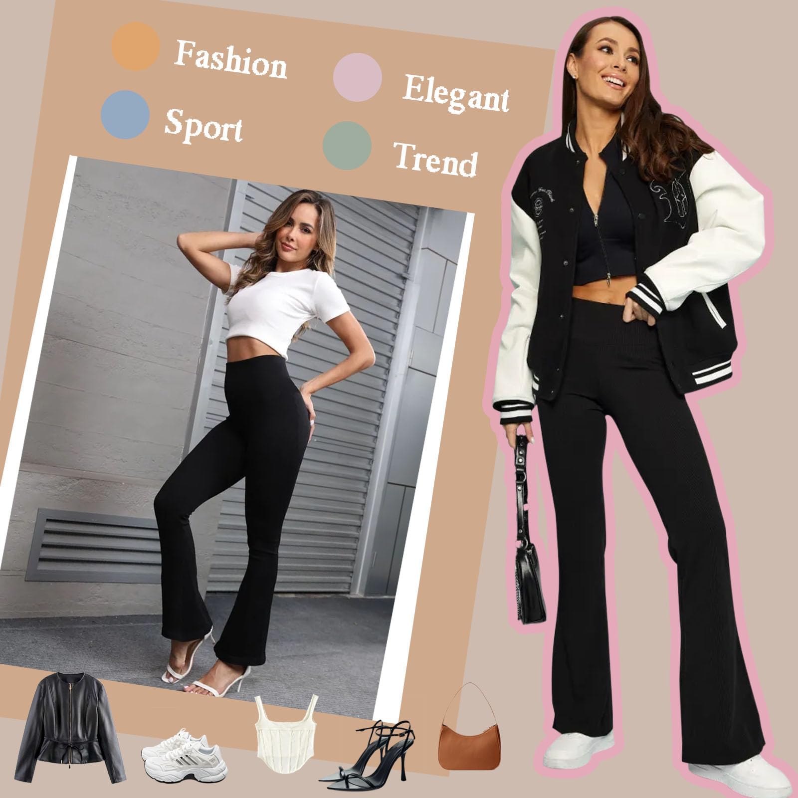 Pantalones de Yoga para Mujer Cintura Alta Pantalones Acampanados Bootcut Yoga Pants Casual Flared Leggings Deportivos Push Up Pantalones de Jazz Trabajo Fitness Entrenamient