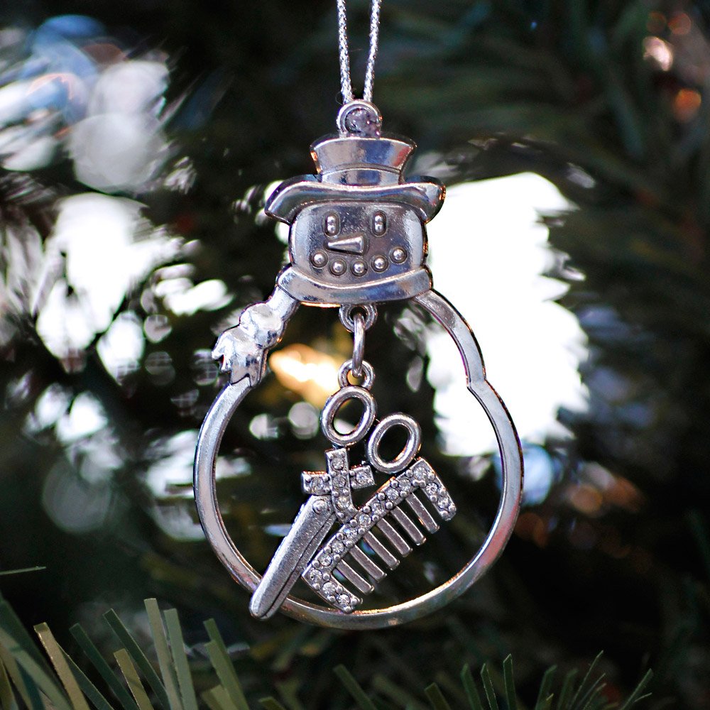 Inspired Silver - Stylist - Silver Christmas Ornament - Unique Charm Christmas Tree Ornament - Snowman Hanging Decoration