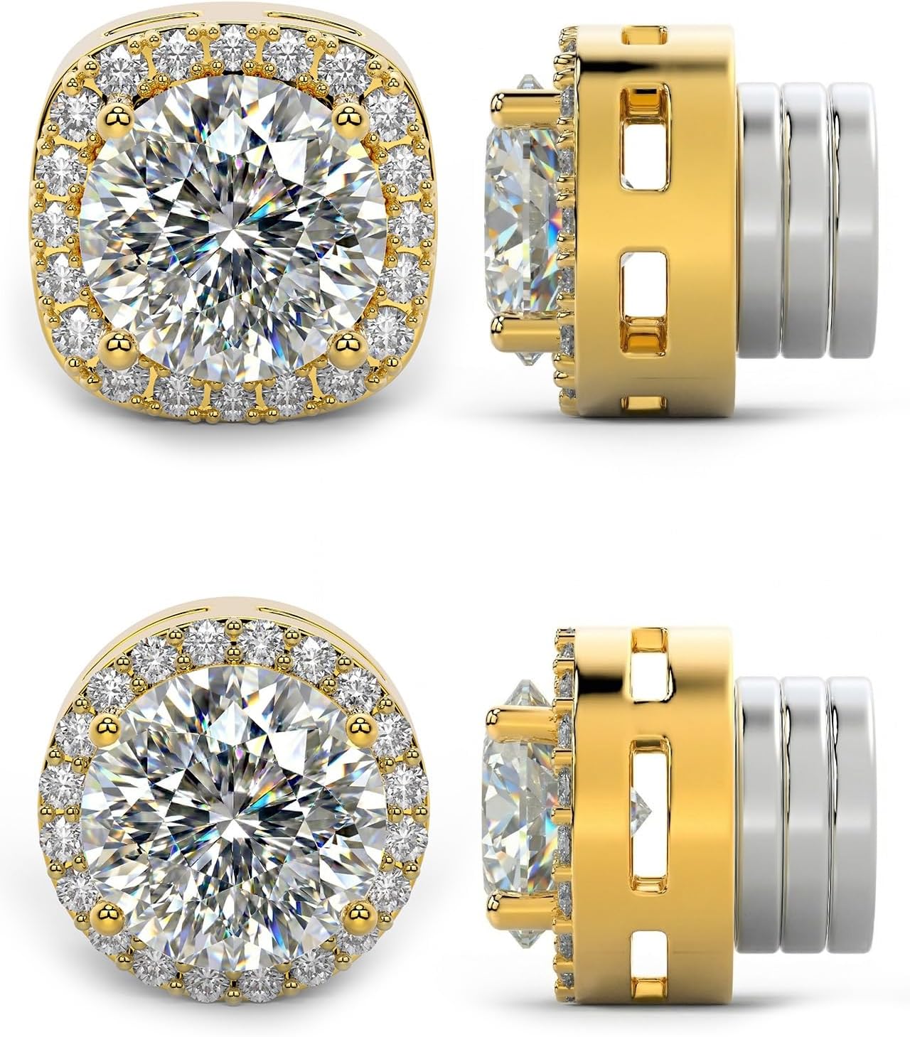 Magnetic Earrings for Men 5A CZ/Moissanite Stainless Steel Clip On Earring