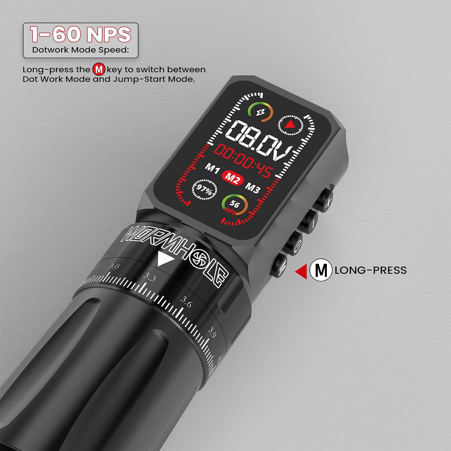 Wormhole Wireless Tattoo Gun Kit with Smart Screen – Professional 7 Adjustable Stroke Tattoo Pen with Double 2300mAh Tattoo Battery, Aluminum Alloy Tattoo Machine, Tattoo Ink, Tattoo Kit for Artists
