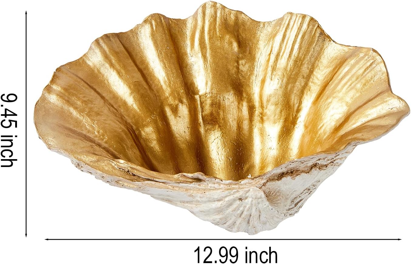 Artificial Clam Decorative Bowl, Resin Clam Shell for Home Décor, Mediterranean Seashell Decoration for Children's Room, Candy and Fruit Decorative Bowl. (Large)