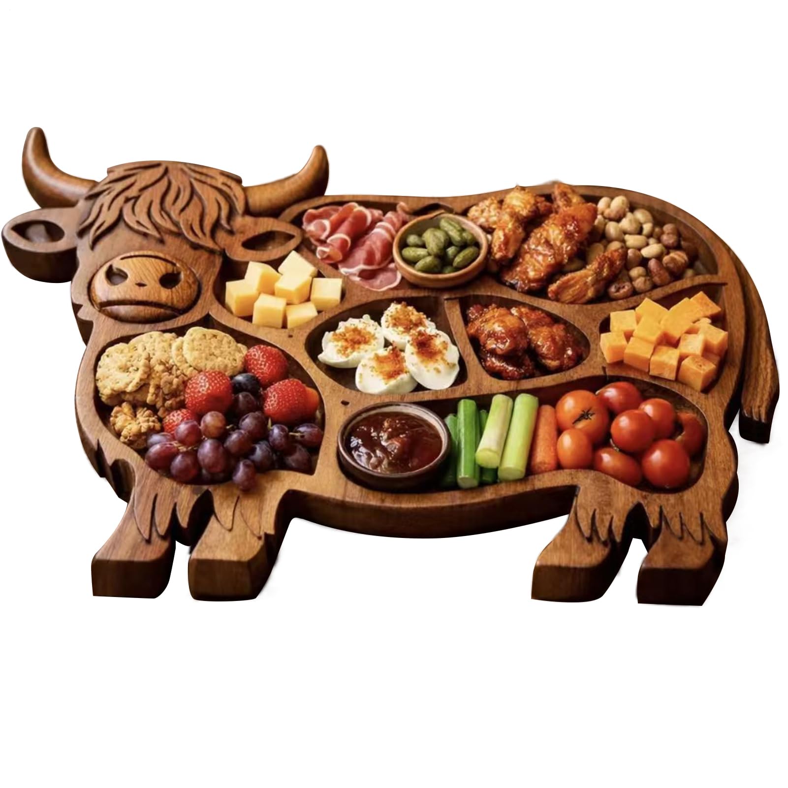 Charcuterie Brett aus Holz Charcuterie Tablett im Kuh Design