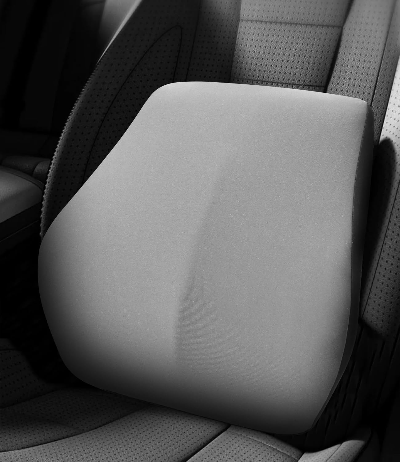 Car Lumbar Cushion, Car Seat Back with Memory Sponge, Lumbar Support, Lumbar Back, Office Chair, Ergonomic, for Office Chair and Car Seat (Black Grey)
