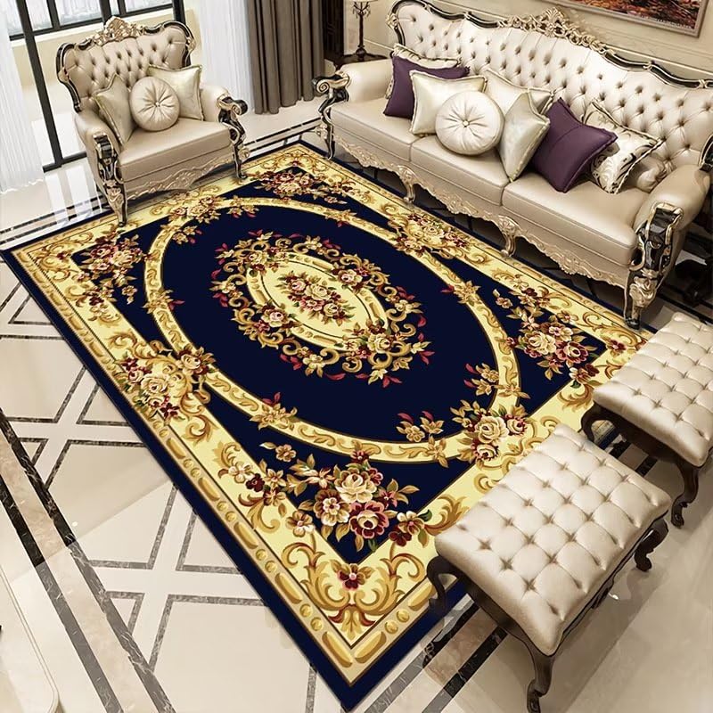 Tapis chambre ado garçon et fille à motif géométrique floral marron pour salon cosy