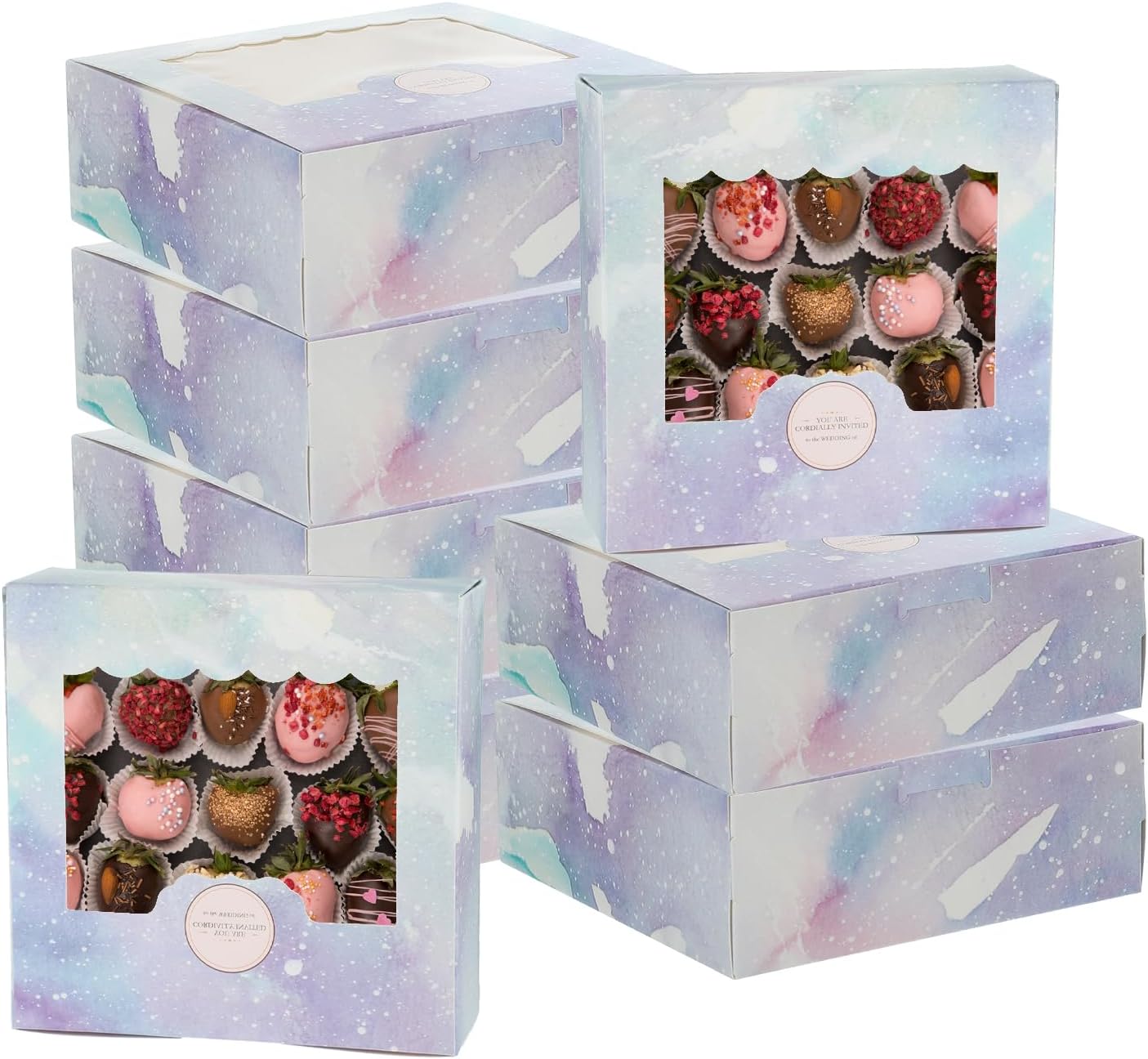 PATIKIL 5.3 x 2.8 x 2 Cookie Boxes with Window, Starry Sky Bakery Boxes, 30 Pack Homemade Rectangle Soap Candy Favor Treat Box for Pastry Candy DIY Craft Gift Giving Packaging