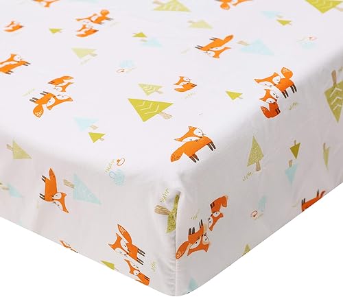 Miniatura 3 de Juego de ropa de cama de 3 piezas de algodón naranja Fox Nursery Crib Set Unisex Animal Theme Baby Bedding Set