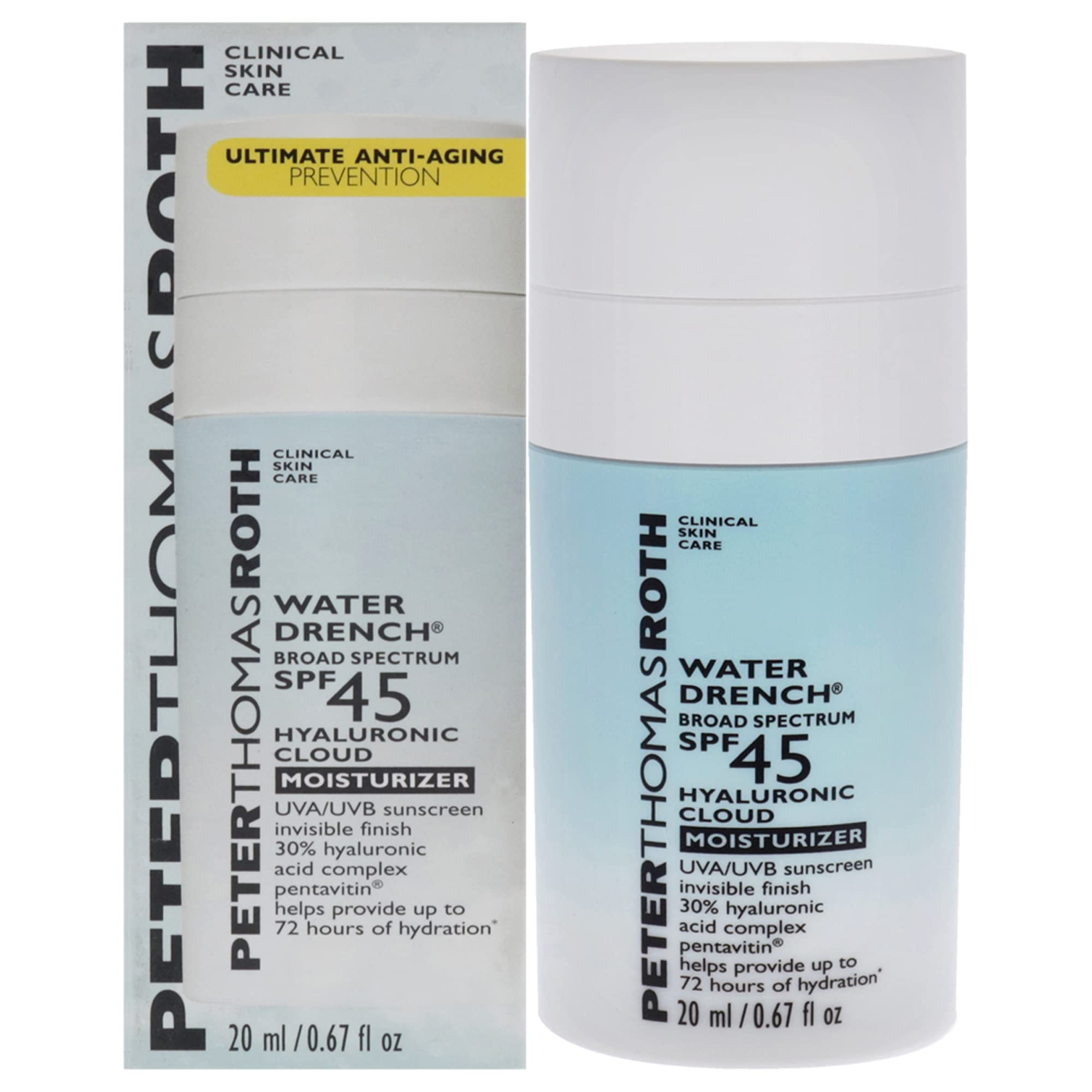 Peter Thomas RothWater Drench Broad Spectrum SPF 45 Hyaluronic Cloud Moisturizer | SPF Moisturizer for Face, Lightweight and Water-Resistant, 0.67 fluid ounces (Pack of 1)