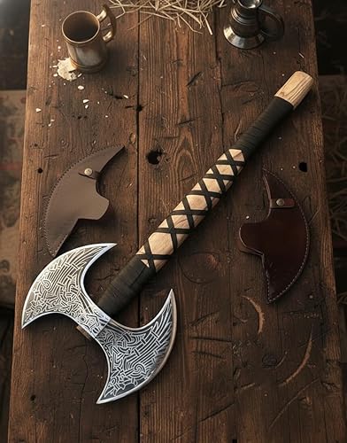 Miniatura 4 de Viking Store Doble Lado Hacha Real Replica Doble Cabeza Hacha Viking Armas Real Christmis Regalo | Hacha 1001049|