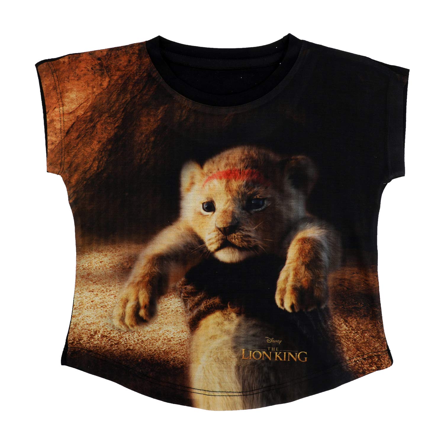 Lion KingGirls Cotton Poly Round Neck Cap Sleeves Tops - Brown (DLKGT0030.2)