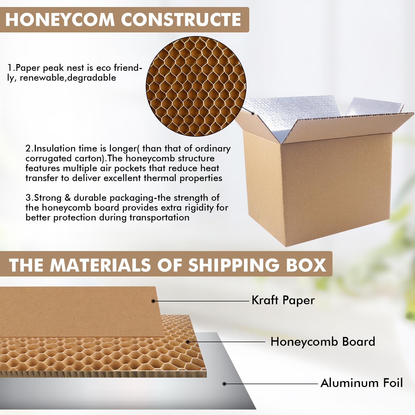 Cajas de envío aisladas para envío de alimentos congelados, 15.7 x 11.8 x 7.8 pulgadas (paquete de 6), kits de mudanza de cartón de aluminio grande para embalaje por correo, caja de envío