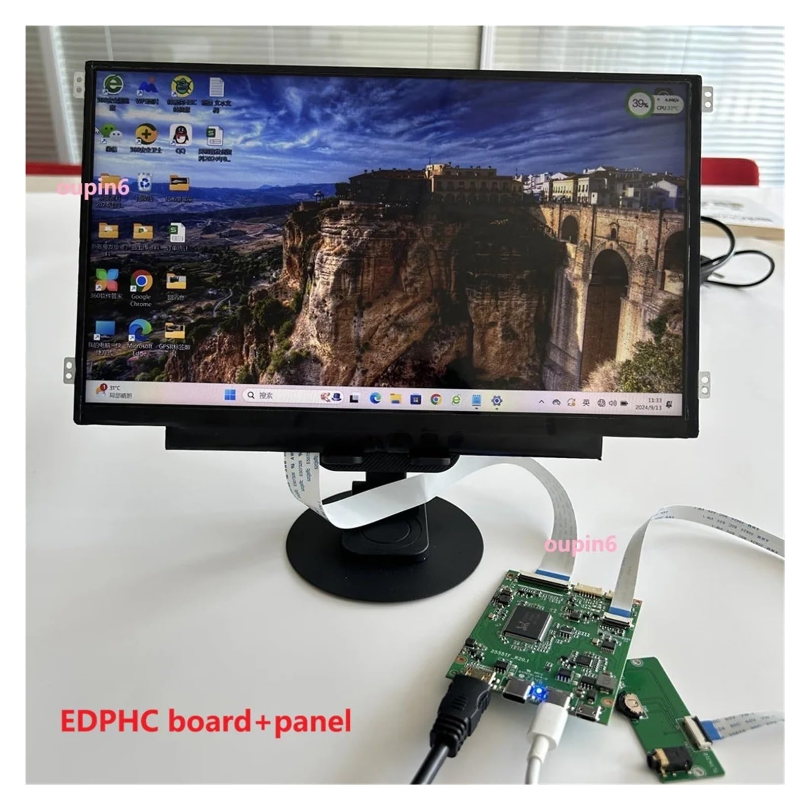 Kit Scheda Controller LCD EDP, VGA Type-C USB Mini HDMI, Pannello LED IPS Da 11,6 Pollici 1366 × 768 For Display, PC, Laptop, Console Di Gioco E Compatibile For Raspberry Pi(EDP board with panel)