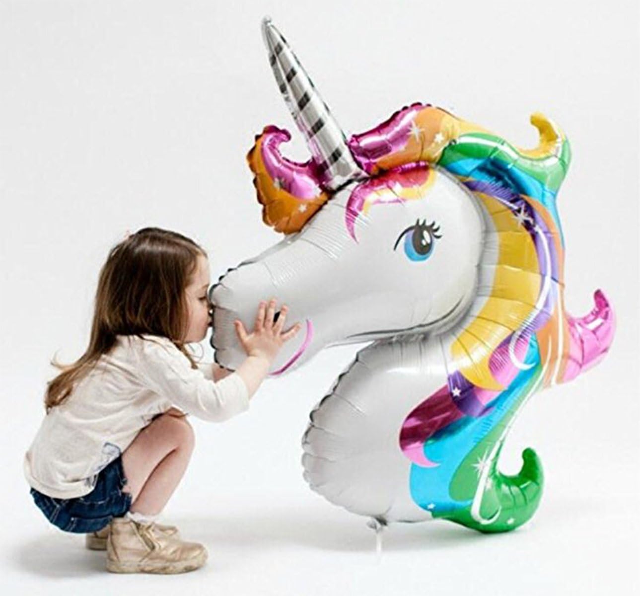 AFZMON Rainbow Unicorn Foil Balloon 【 with a Pair of Curly Ribbon 】,Rainbow Party Supplies Float Birthday Birthday Party Balloons. by Ten Tree