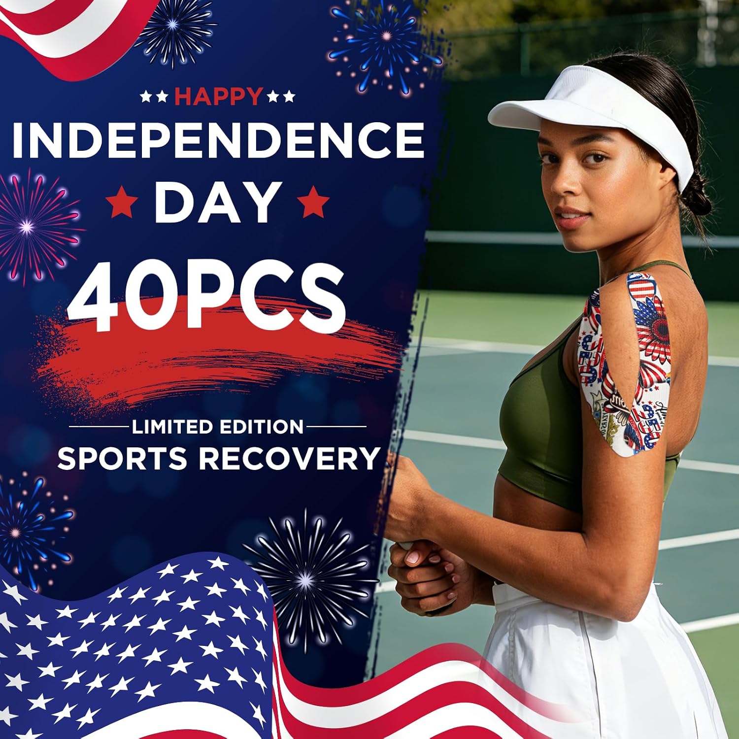 OK TAPE 250th Anniversary Kinesiology Tape, America Merchandise Gifts Rayon Synthetic Waterproof Kinesiology 2in×40PCS