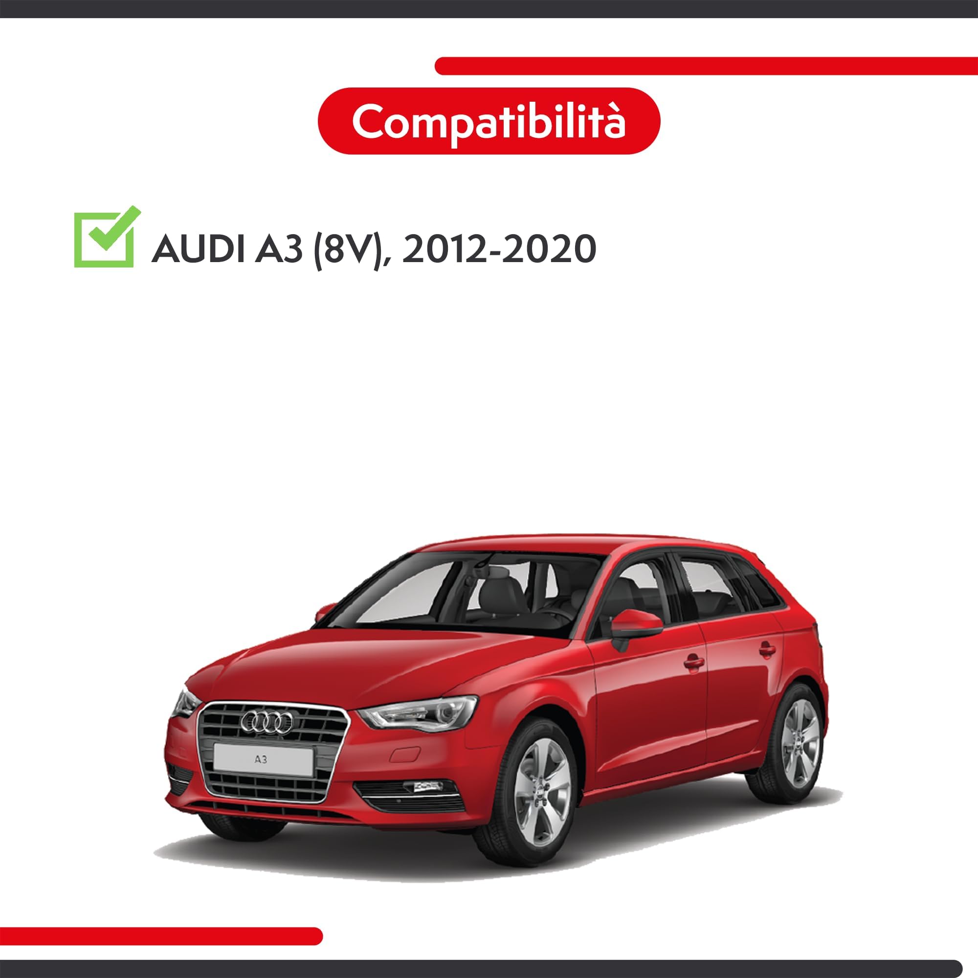 Vetro Specchietto Retrovisore Per Audi A3 (8V) 2012-2020, Termico (Sinistro)