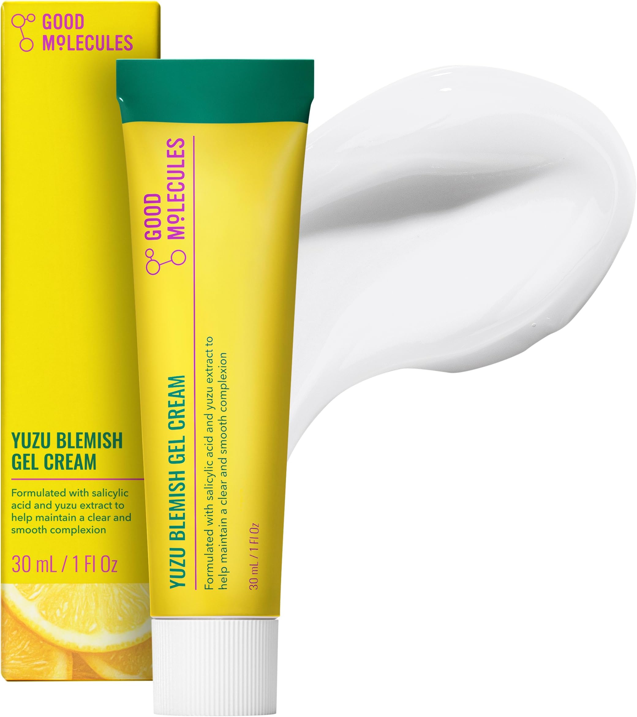 Good Molecules Yuzu Blemish Gel Cream - Lightweight Gel Moisturizer with Salicylic Acid, BHA and Natural Extracts to Target Acne, Even Skin Tone, and Texture - Skin Care for Face