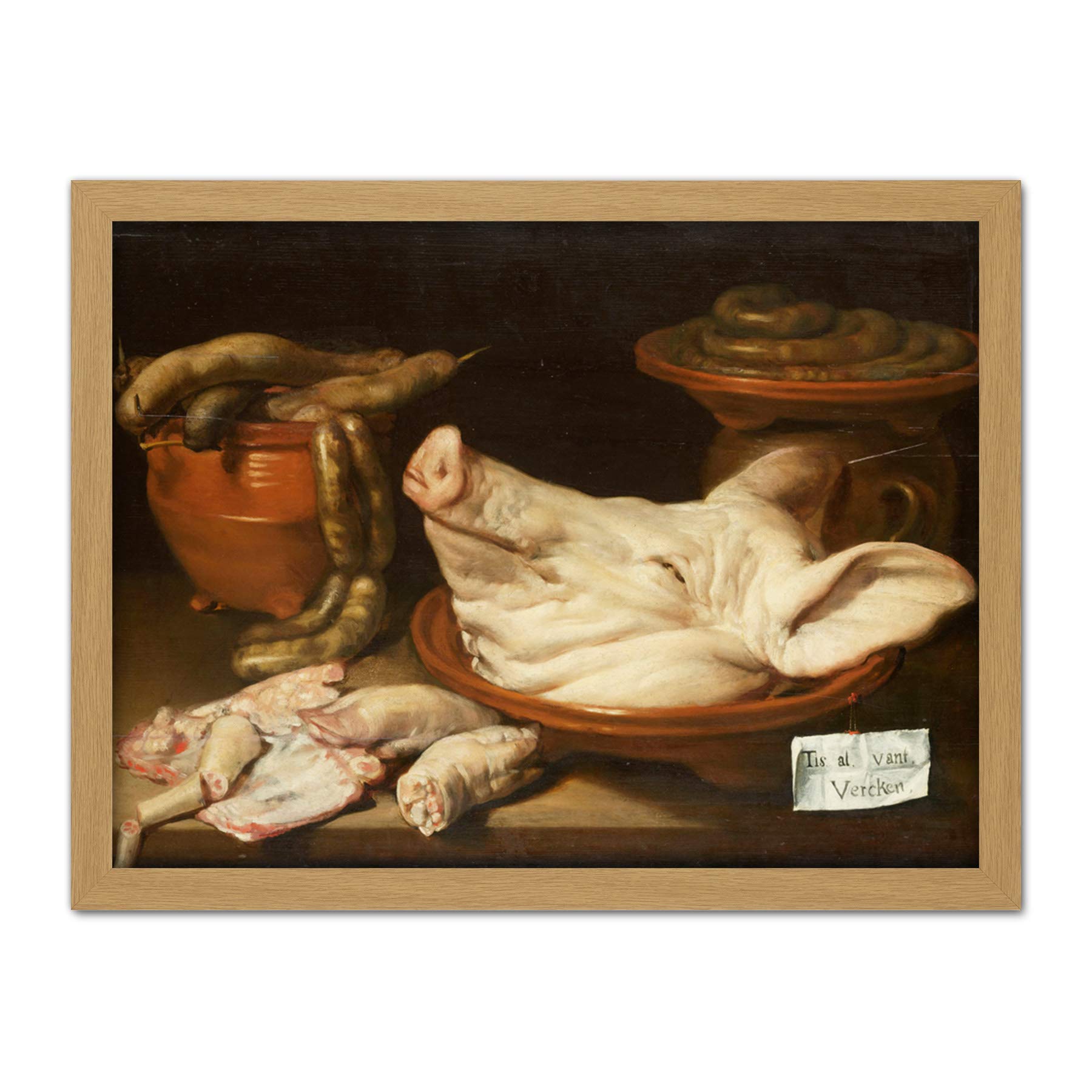 Artery8 Monogrammist Jvr Still Life With Pig'S Head Artwork Framed Wall Art Print 18X24 Inch