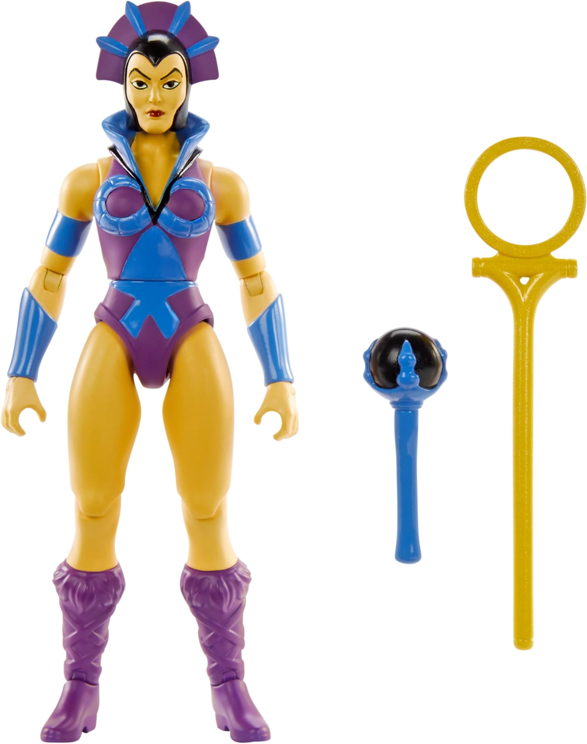 Origins Toy, Evil-Lyn Cartoon Collection Action Figure, 5.5-inch MOTU Villain, 16 Articulations, Wand & Staff & Comic, HYD35